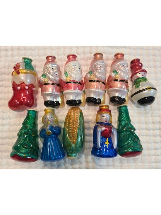 None Other - Vintage Christmas Tree Light Covers Blown Glass Holiday Set Of 11